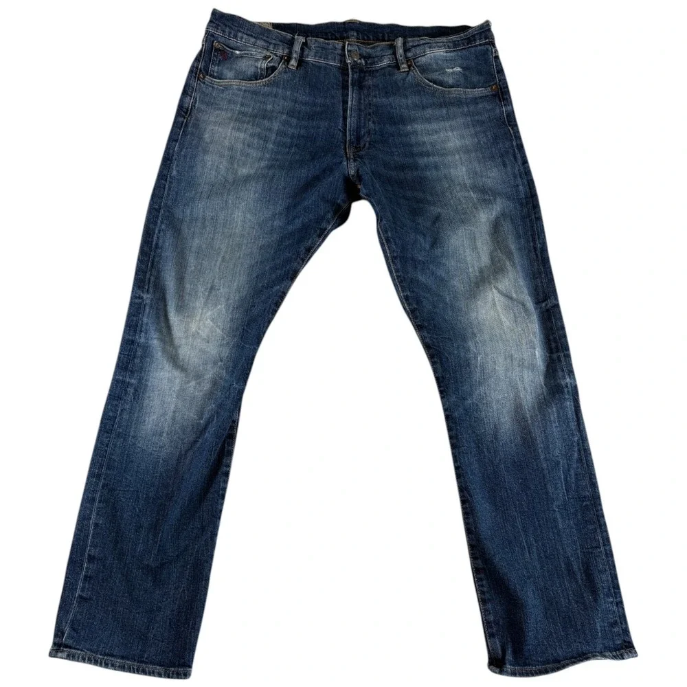 Polo Ralph Lauren Original Jeans Mens 36x30‎ Blue Denim Straight Leg Whiskered
